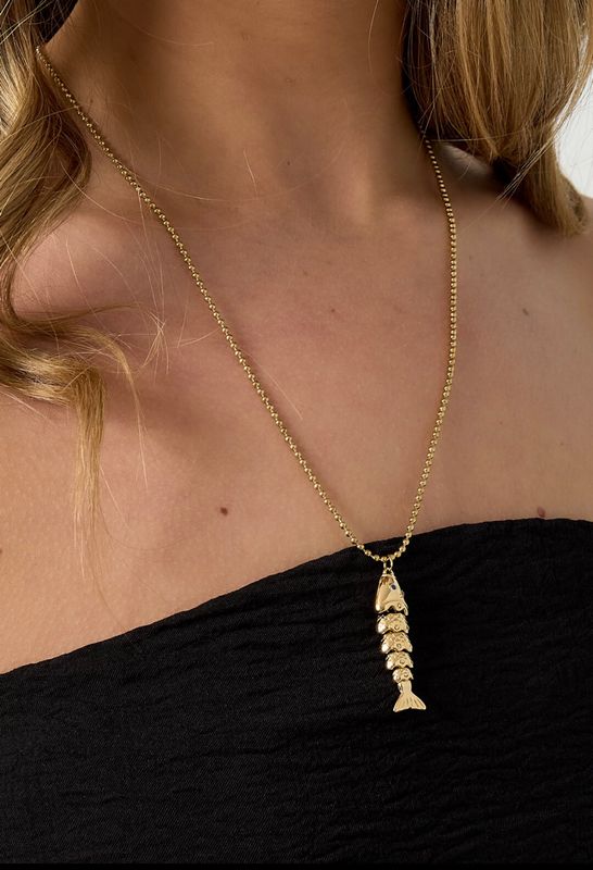 Ketting | Moving Fish | Goud | Stainless steel