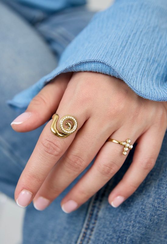 Ring | Spiraal Shell | Goud | Stainless steel