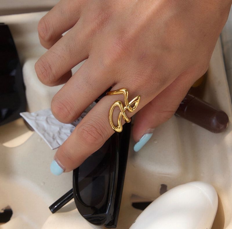 Ring | Lines | Goud | Stainless steel | One size