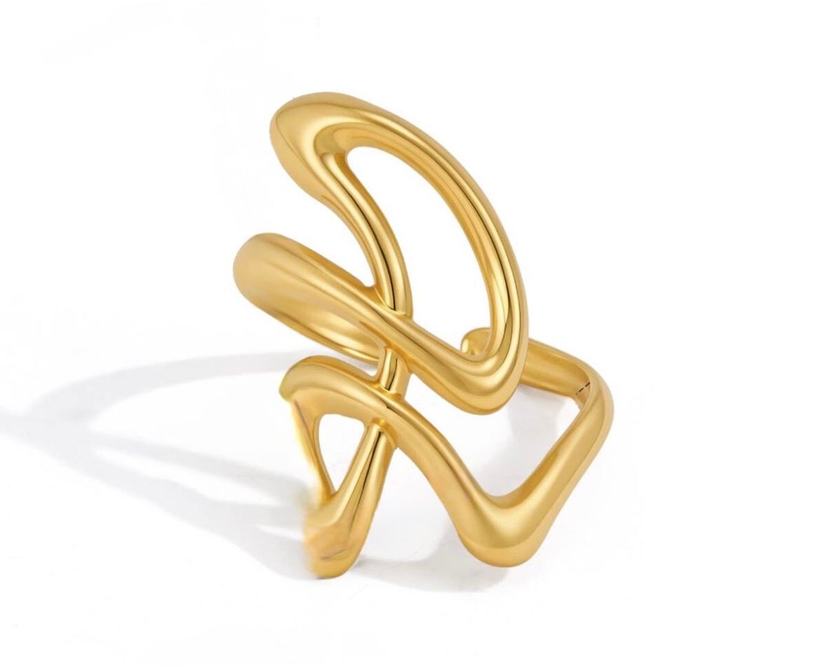 Ring | Lines | Goud | Stainless steel | One size