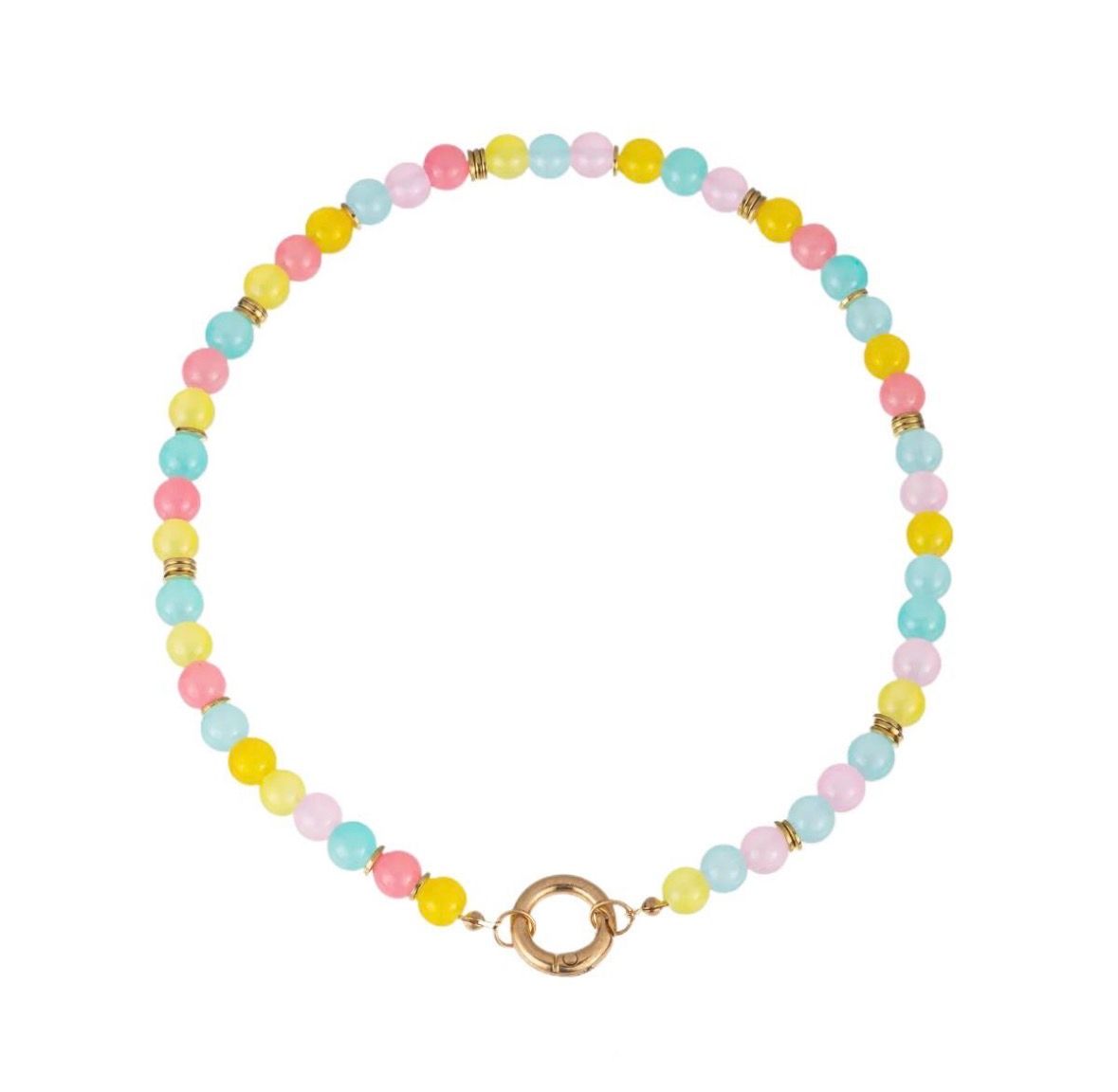 Halsketting | Sweet glaze beads | multi &amp; goud | Stainless steel