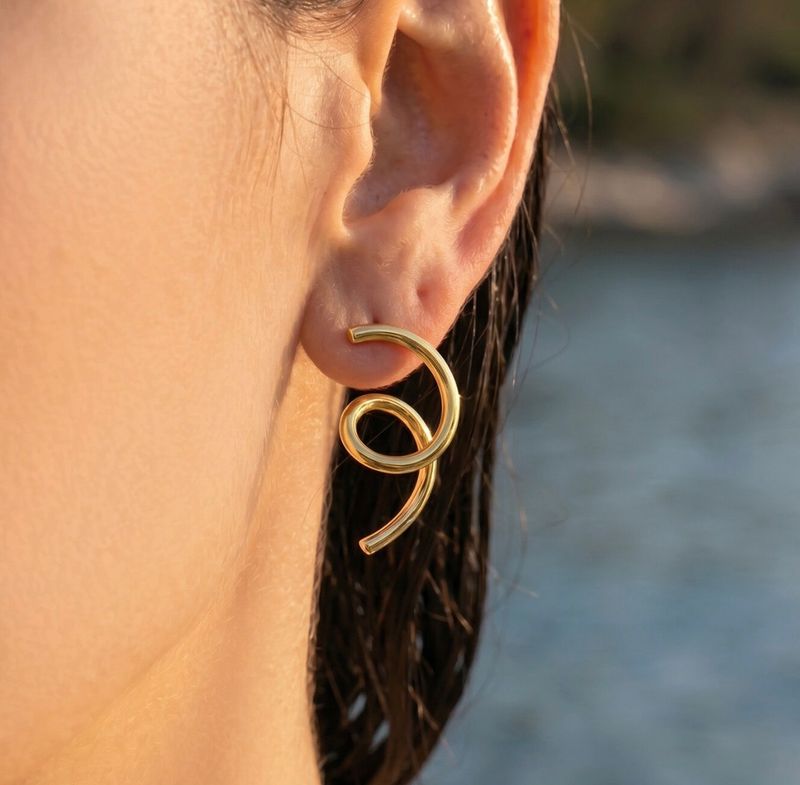 Oorbellen | Circle lines | Goud | Stainless steel