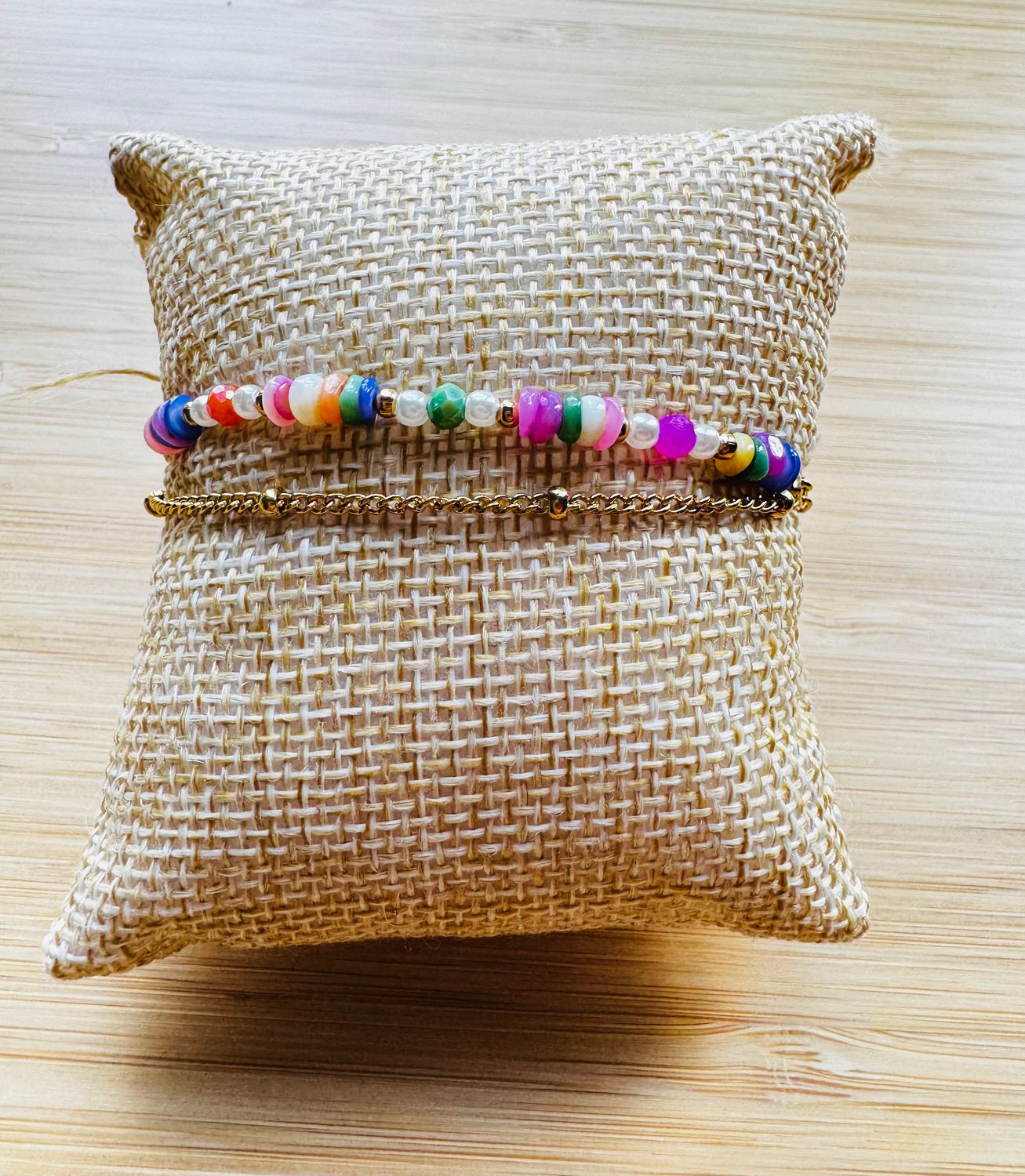 Armband | Kralen | Multi &amp; Goud | Stainless steel