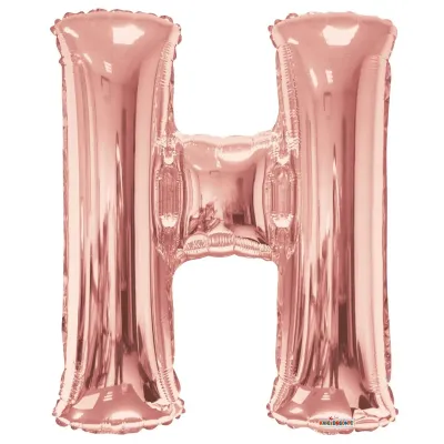 Foil Balloon Letter H Rose Gold 34in