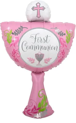 31" SuperShape First Communion Day Pink Balloon