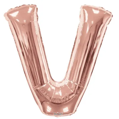 Foil Balloon Letter V Rose Gold 34in
