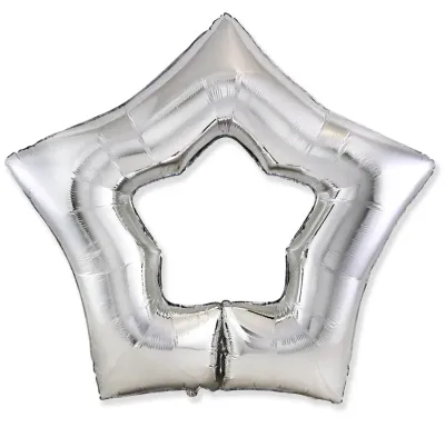 34" Silver Hole Star Foil Balloon