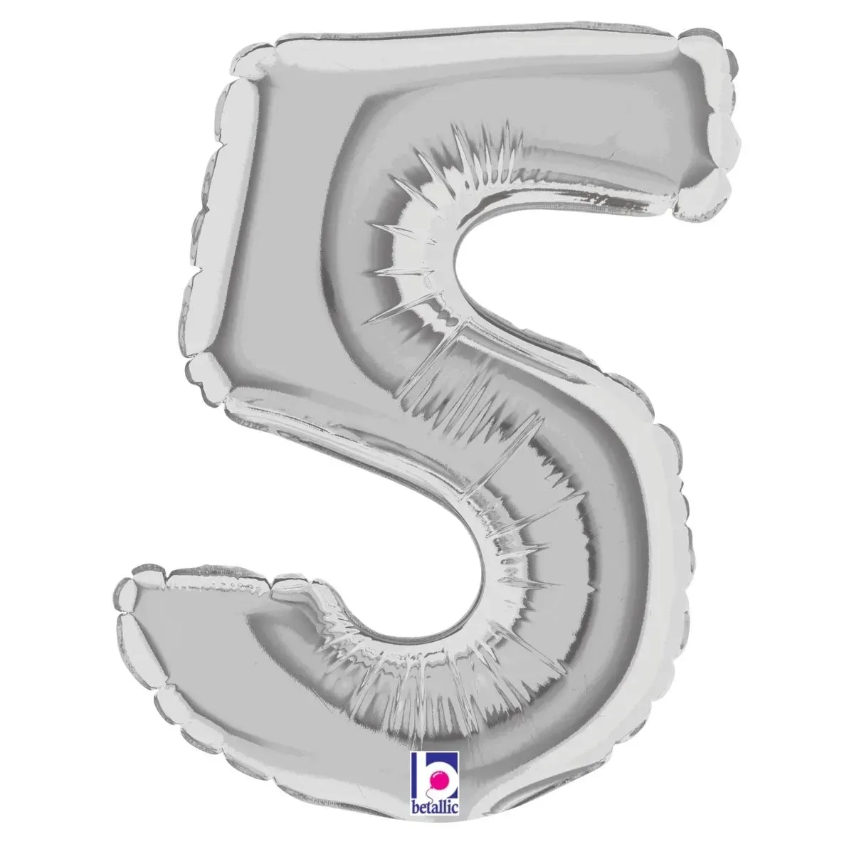 Foil Balloon Number 5 Silver 7in