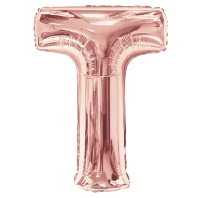 Foil Balloon Letter T Rose Gold 34in