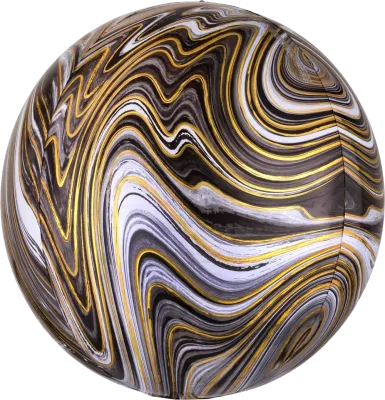 Foil Balloon Orbz Black Marblez 15in