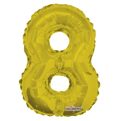 Foil Balloon Number 8 Gold 14in
