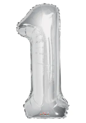 Number 1 Silver Foil Balloon 34" (Single Pack) DECONUMBER