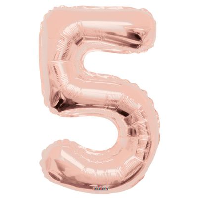 Foil Balloon Number 5 Rose Gold 34in