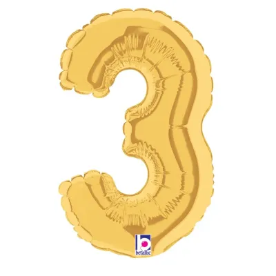 Foil Balloon Number 3 Gold 7in