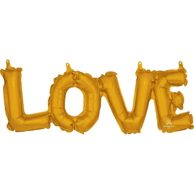 20" Airfill Only Jumbo Phrase " LOVE" Gold Balloon
