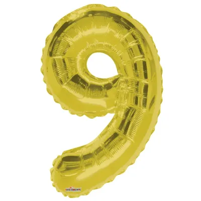 Foil Balloon Number 9 Gold 34in