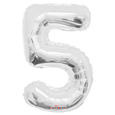 Foil Balloon Number 5 Silver 14in