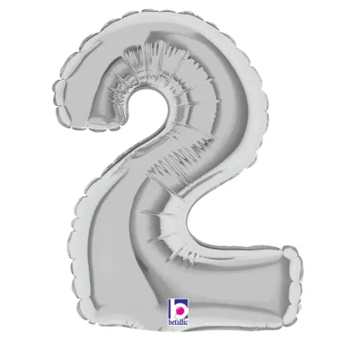 Foil Balloon Number 2 Silver 7in