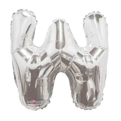 Foil Balloon Letter W Silver 14in