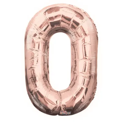 Foil Balloon Number 0 Rose Gold 34in