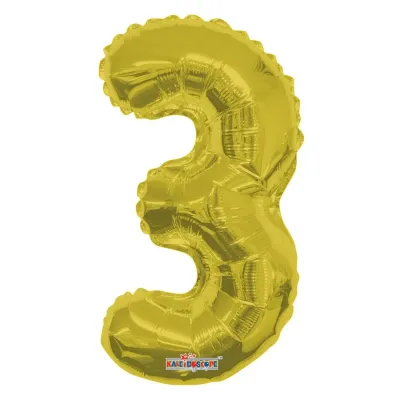 Foil Balloon Number 3 Gold 14in
