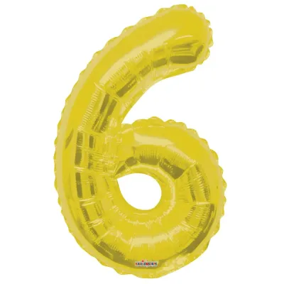 Foil Balloon Number 6 Gold 34in