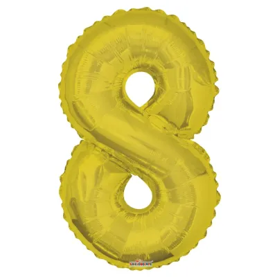 Foil Balloon Number 8 Gold 34in