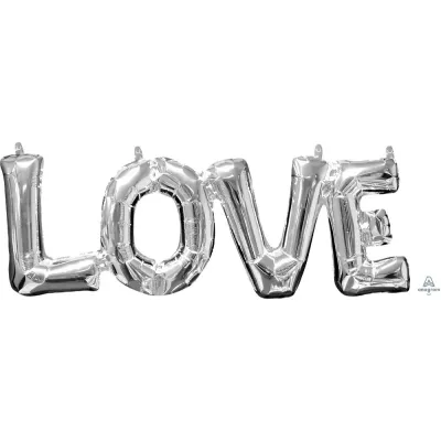 25" Airfill Only Jumbo Phrase " LOVE" Silver Balloon