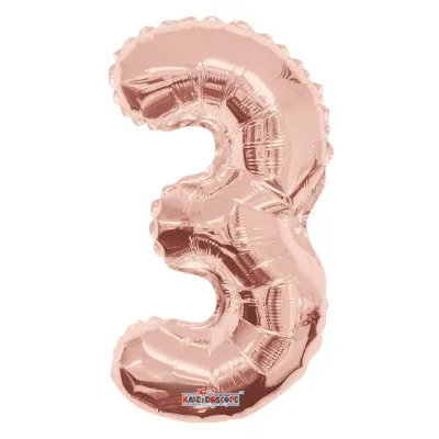 Foil Balloon Number 3 Rose Gold 14in