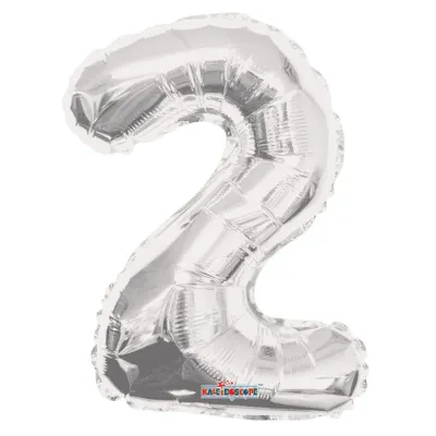 Number 2 silver foil balloon 14"