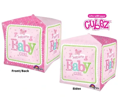 Welcome Baby Girl Butterfly Cubez 16"