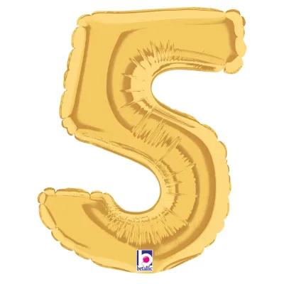 Foil Balloon Number 5 Gold 7in