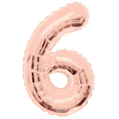 Foil Balloon Number 6 Rose Gold 34in