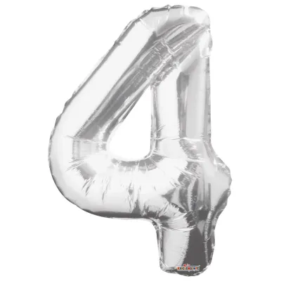 Foil Balloon Number 4 Silver 34in