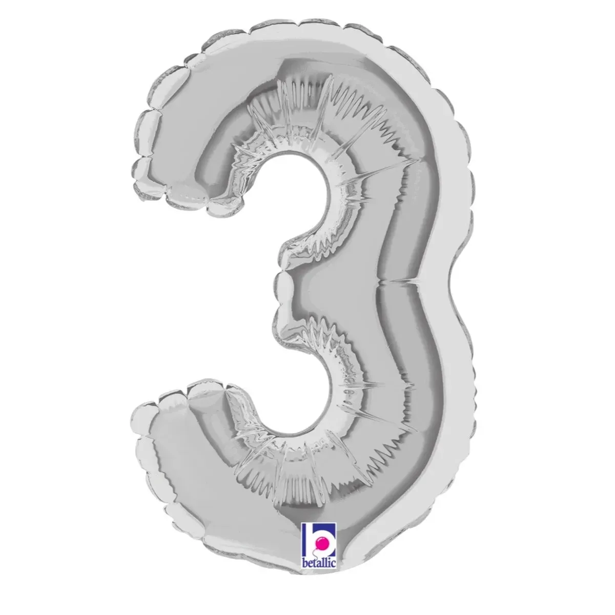 Foil Balloon Number 3 Silver 7in