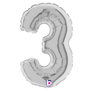 Foil Balloon Number 3 Silver 7in