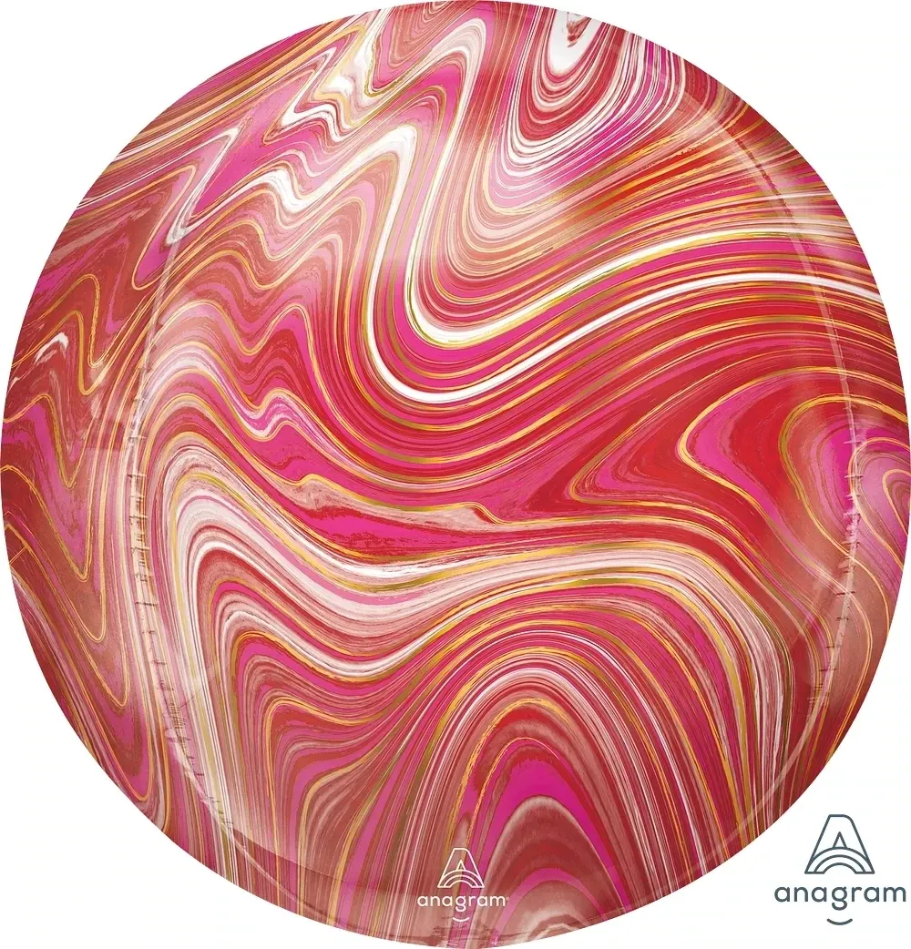Foil Balloon Orbz Red & Pink Marblez 16in