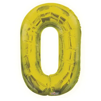 Foil Balloon Number 0 Gold 34in
