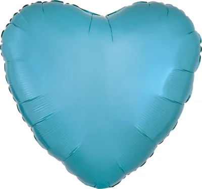 Foil Balloon Heart Caribbean Blue 17in