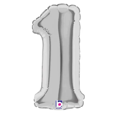 Foil Balloon Number 1 Silver 7in