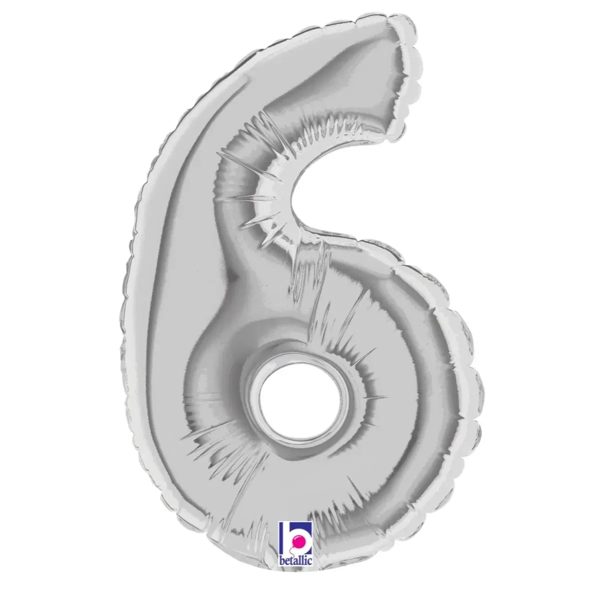 Foil Balloon Number 6 Silver 7in