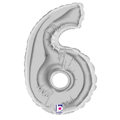 Foil Balloon Number 6 Silver 7in