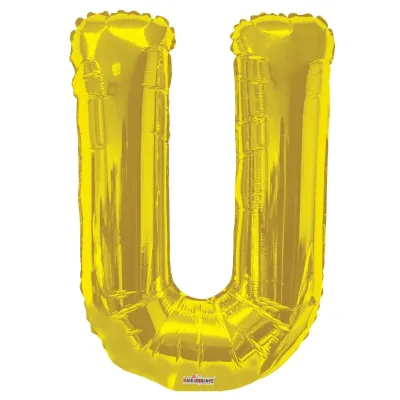 Foil Balloon Letter U Gold 34in