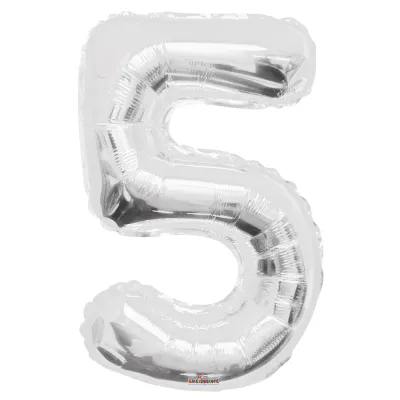 Number 5 Silver Foil Balloon 34" (Single Pack) DECONUMBER
