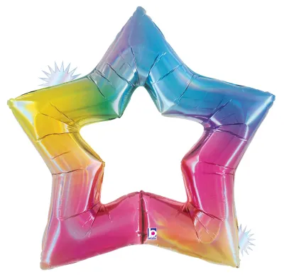 Foil Balloon Star Opal Rainbow 48in