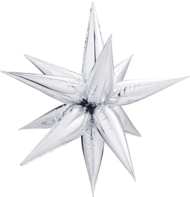 Foil Balloon Starburst Silver 40in