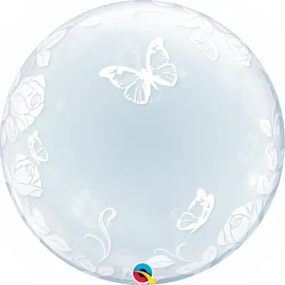 Bubble Balloon Elegant Roses & Butterflies 24in