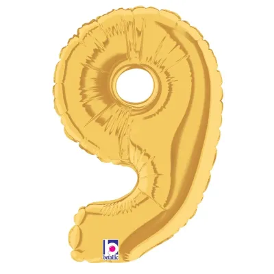 Foil Balloon Number 9 Gold 7in