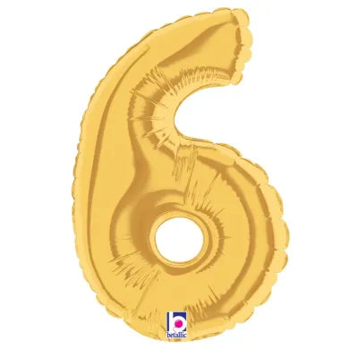 Foil Balloon Number 6 Gold 7in
