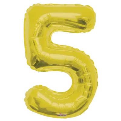 Foil Balloon Number 5 Gold 34in